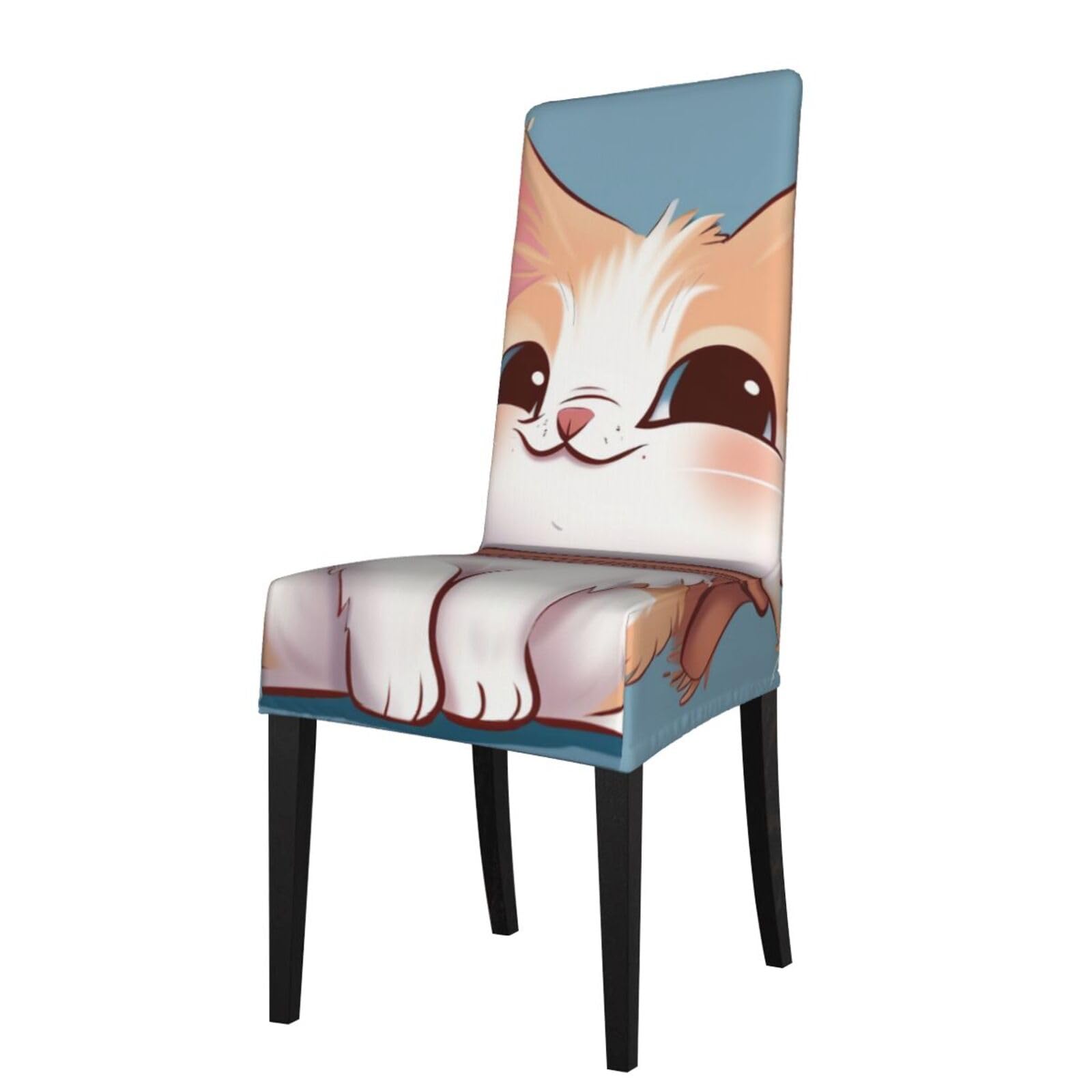 WPKJU Cartoon cat Print Dining Chair Covers Removable Chair Seat Covers Decorative for Kitchen & Bar Stools