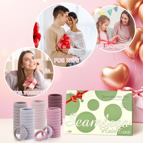 Image of Bessrung 100PCS Begonia Pink Nylon Elastic Hair Ties No Damage for Women