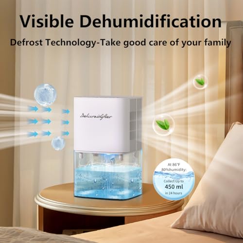 Image of Dehumidifier 1657ML 58OZ Small Dehumidifier for Home 230 Ft Safety Dehumidifiers Adjustable 10 Color Lights 5 Timers 3 Setting Modes Auto Shut Off Protection Low Noise For Bedroom Bathroom