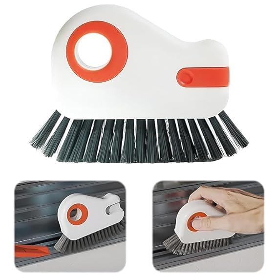 Image of 2 in 1 Groove Cleaning Brush Window Track Cleaning Tools, Multifunction Grout Cleaner Tool Grip Brush Hard Bristle Crevice Cleaning Brush for Sliding Door Track, Window Sill, (smoll)
