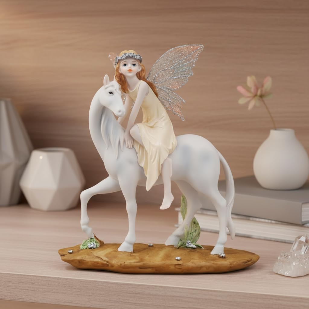 Comfy Hour Butterfly Fairy Riding White Horse Figurine, Collectible for Home Decoration, Fairyland Collection - Image 5