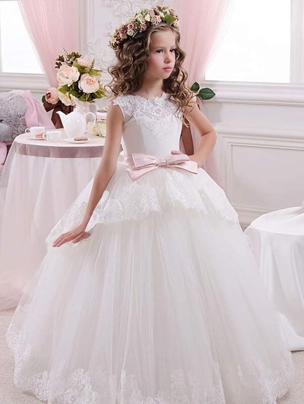 IIF Flower Girl Dress for Wedding Floral Boho Lace Wedding Bridesmaid Dress Tulle Princess Pageant Formal Party Gowns IIF0294
