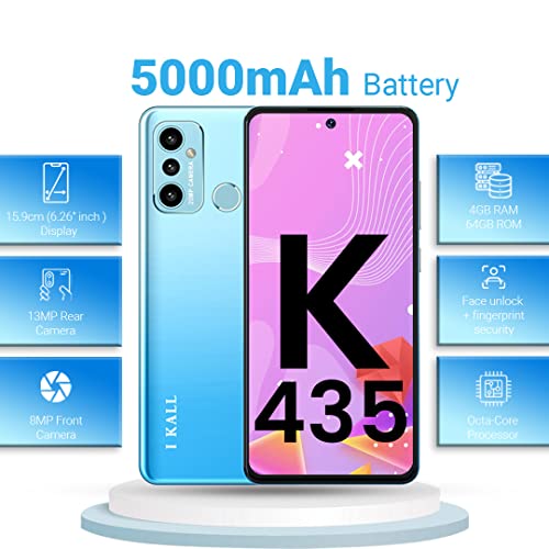 Image of IKALL K435 Smartphone with 6.82 Inch HD+ Display (4GB, 64GB) (1.3 Ghz Octa Core, Android 10.0) (Sky Blue)