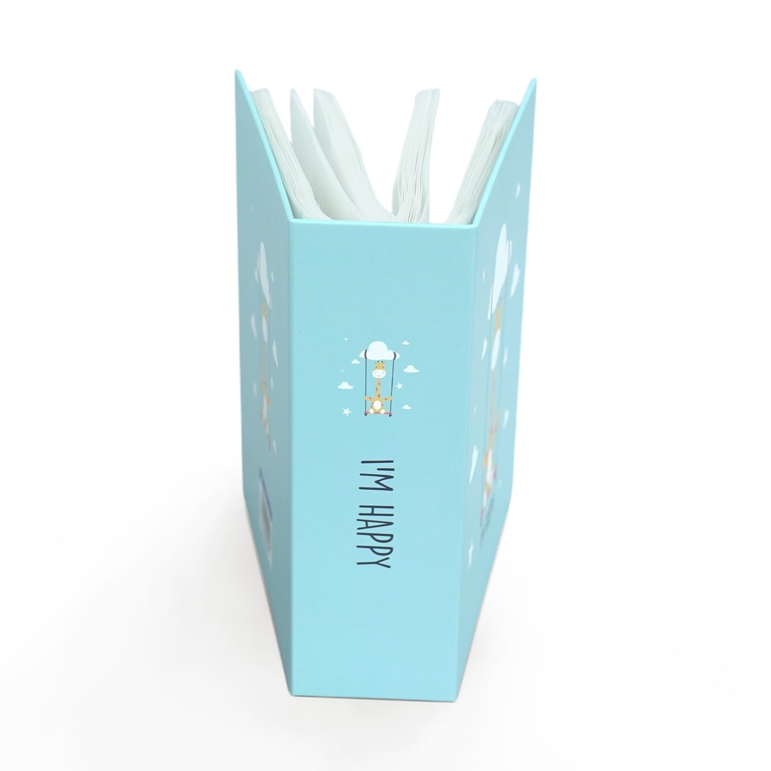 EVEN Photo Album Book, Album for photos collection, 4 inch x 6 inch (10 x 15 Cm) size Photo collection album with taxture and design on Cover (100 PHOTO SPACE, I'M HAPPY), Medium, Blue 4
