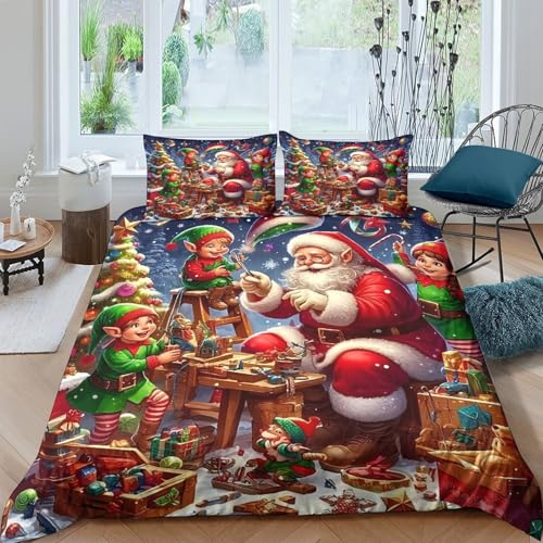 Housse de couette Noël microfibre infroissable pour lit - 2