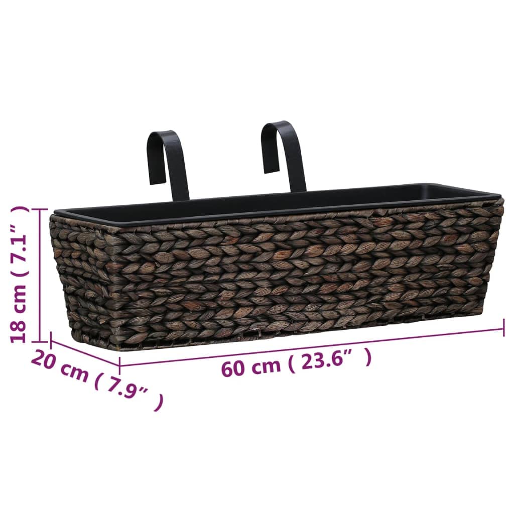 vidaXL 2X Jardinières Pot à Fleurs Cache-Pot Bac à Plante Pot à Plante Jardin Véranda Balcon Terrasse Cour Extérieur Jacinthe d'eau Marron