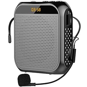 Portable Voice Amplifier for Teachers, 2200mAh Rechargeable Personal Amplifier Mic PA System Headset Microphone with Speaker for Teachers, Training, Meeting, Tour Guide, Yoga, Classroom (Black)
