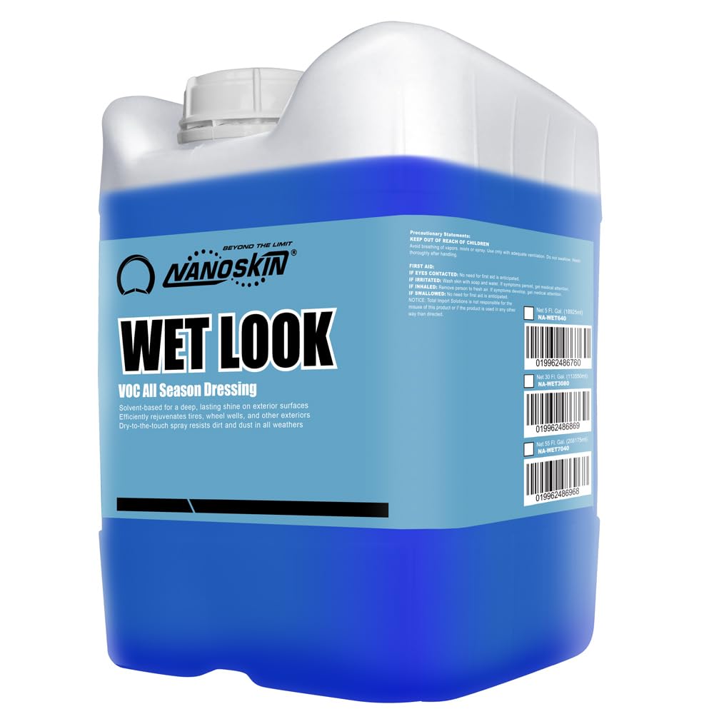 Nanoskin WET LOOK All Season Dressing 5 Gallons -Exterior Rubber & Plastic Solvent Based Dressing for Car Detailing | Produces a Deep, Rich, Long lasting shine | Safe For Cars Trucks, Motorcycles, RV