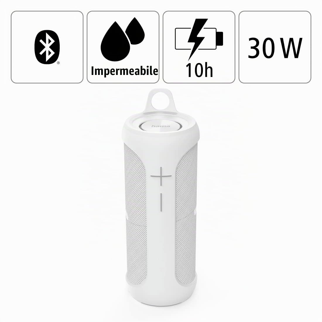 Hama 2 in 1 altoparlante Bluetooth impermeabile Twin 3.0 scatola impermeabile 30 W (set di altoparlanti divisibili senza fili, 2 scatole Bluetooth portatili, batteria 10 ore, stereo) bianco