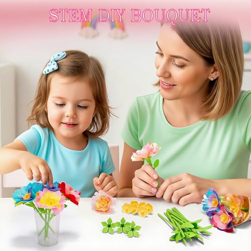 Beeyouk DIY Fabric Flower Bouquets Accessories, About 174pcs Kids Flowers Press Kit Toy Accessories,Arts & Crafts Supplies for Girls,Craft Kits for Kids 6-8 4-5 8-12