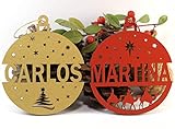  Bola de Navidad de madera personalizada con nombre para colgar en el árbol