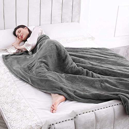 Electric Heated Blanket 72"X84" With 4 Heating Levels & 10 Hours Auto Off, Fast Heating & Overheat Protection, Soft Flannel For Home Office Use Machine Washable -Grey #TOP3