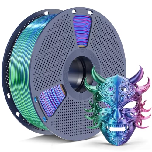 Image of SUNLU Silk Tri Color PLA+ Filament 1.75mm, Blue Green Purple 3-in-1 Coextrusion Multi Color PLA Filament, 360Color-Shifting Chrome-Like Shine, ±0.02mm Accuracy, 1kg Reusable Spool (2.2lbs)