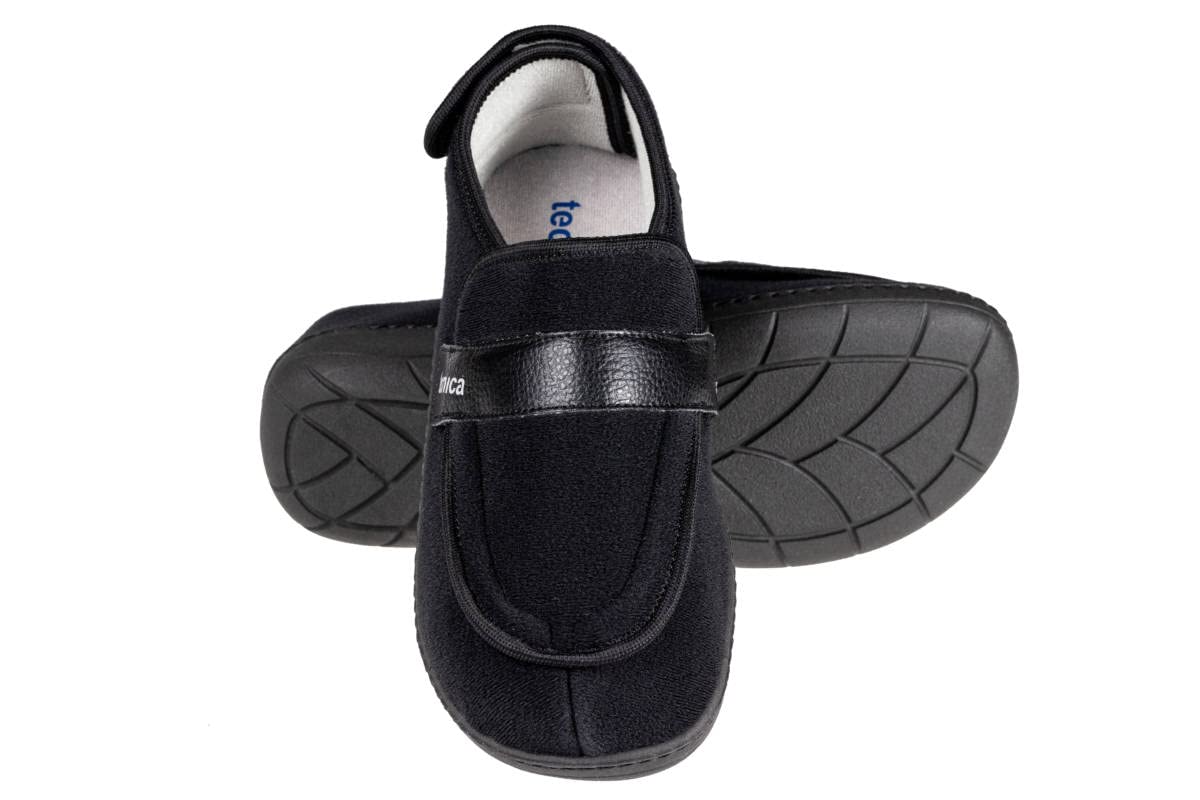 EXTRO STYLE Tecnica 3A Kle Nero, Linea Anziani, Microfibra, Scarpa Ortopedica Made in Italy, Plantare Estraibile, Chiusura a Strappo, Scarpe Ortopediche, Dispositivo Medico Classe 1