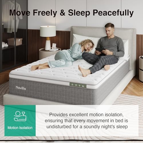 Novilla 14 Inch King Mattress,King Size Hybrid Mattress with Cool-Touch Nylon Cover,Gel Memory Foam & Pocketed Coils for Spinal Alignment Support & Pressure-Free Relaxation CertiPUR-US Certified - Thumbnail 5