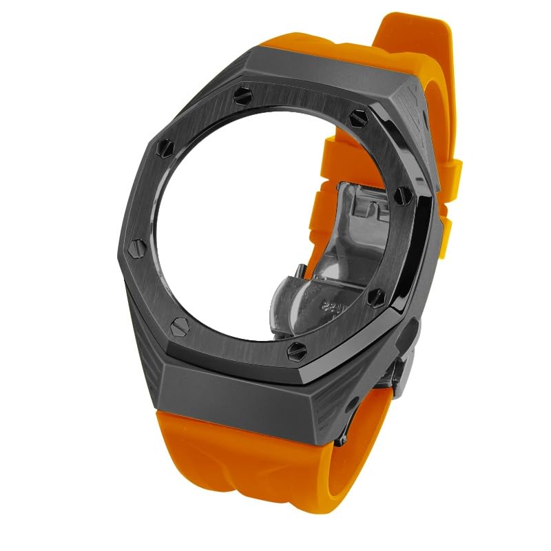 GA2100 4rd Stainless Steel Watch Bezel Fluorine Rubber Watch Strap Retrofit Kit For Men's Watches GA-2100/GA-2110/GA-B2100