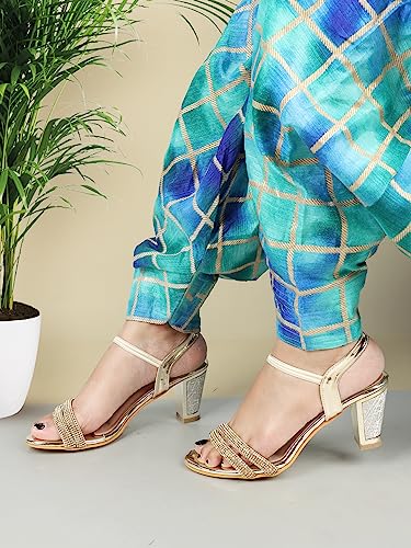 XE Looks Fancy Copper Women's Fashion Sandals | Faux Leather Comfortable and Trendy SlipOn Heel | For Wedding Occasion 3 Inches Heel | For Women & Girls-UK 5 - Image 4