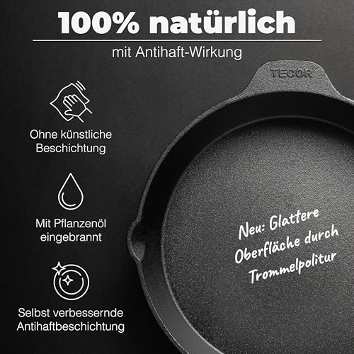 TECOR Gusseisenpfanne Induktion 28 cm ungeschliffen, universell, natürlich – Ansicht 3