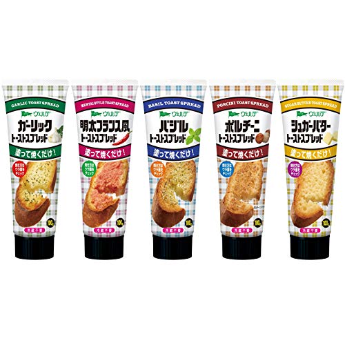 【Amazon.co.jp限定】 アヲハタ ヴェルデ トーストスプレッド5種 食べ比べセット (ガーリックトーストスプレッド・ 明太フランス風トーストスプレッド・バジルトーストスプレッド・ポルチーニトーストスプレッド・シュガーバタートーストスプレッド) 各1個 【セット買い】