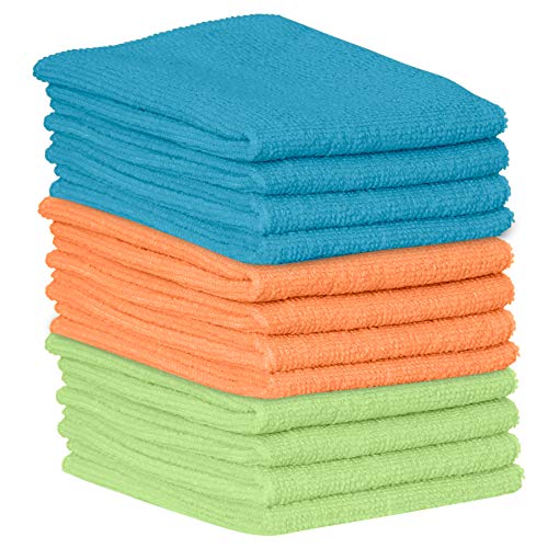 GREEN LIFESTYLE Microfiber Cleaning Cloths- for Kitchen, Car, Super Absorbent Cloths - Polishing Shop Rags with Streak Free Finish for Indoor, Outdoor Surfaces - Premium Dusting Huck Towels (12 Pack)