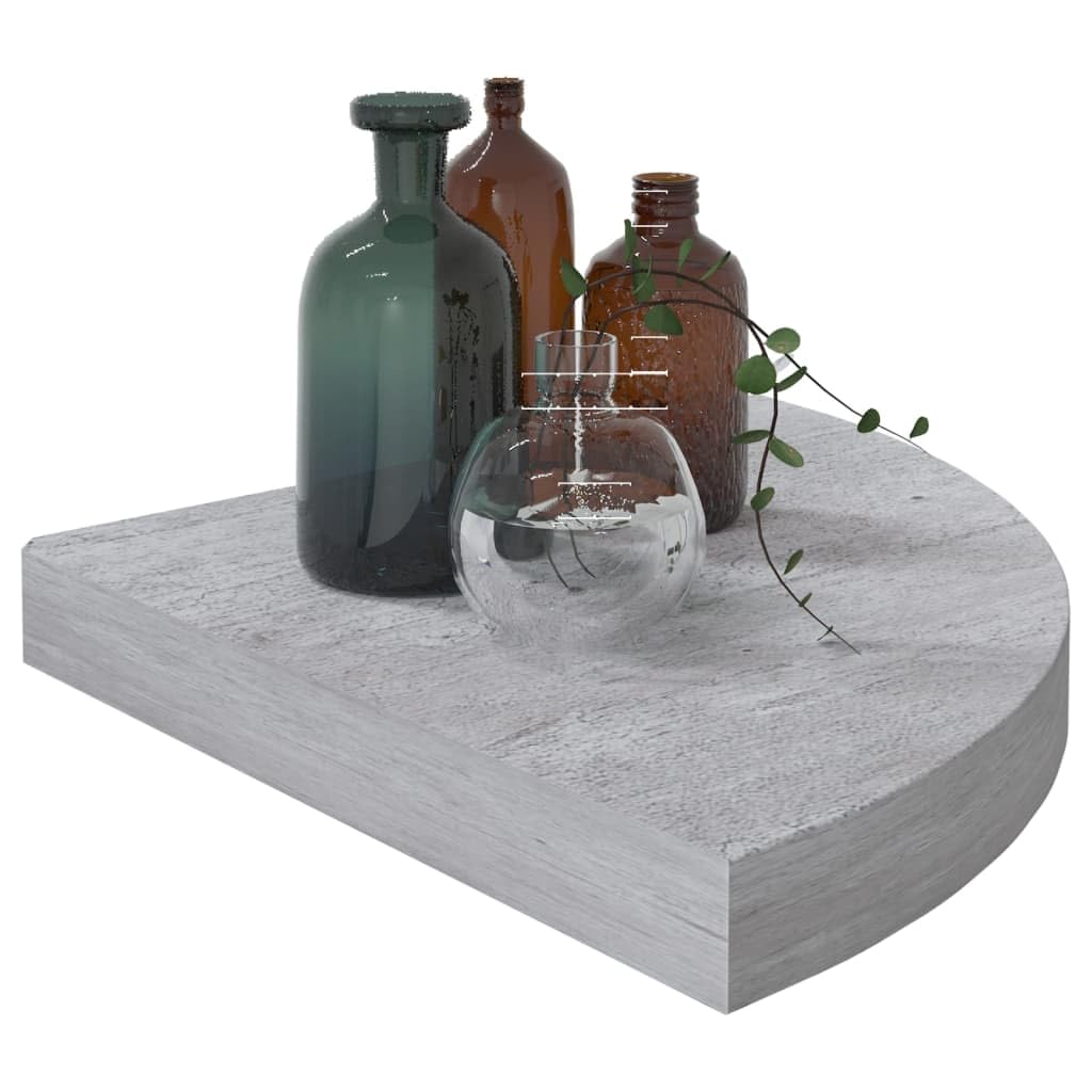 Mensole Angolari da Parete 4 Pezzi Grigio Cemento 35x35x3,8 cm in MDF e Metallo per Libri Decorazioni Casa Soggiorno Bagno