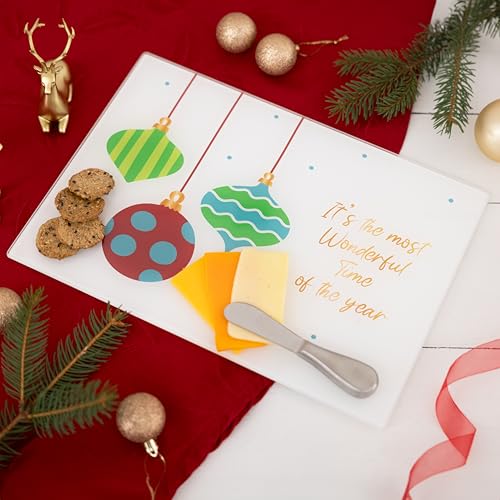 Tabla de cortar de vidrio templado Pavilion Gift Company 13.75" x 9.75" con diseño navideño miniatura 2