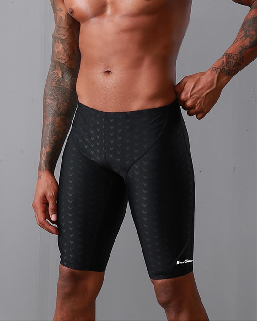 Proberos® Men's Swimming Trunks - Quick Dry, Stretchy Polyester with Compression Fit, Close-Fit Swim Shorts for Training, Beach & Pool (XL, Black) - Image 2 thumbnail