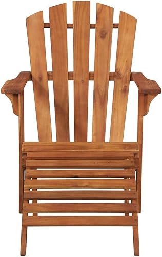 Miniatura 3 de Brown Solid Acacia Wood Adirondack Outdoor Chair, Foldable Patio Reclining Lounge Chair for Garden, Poolside, Deck, Lawn, and Beach,