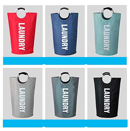 Elonglin Large Collapsible Washing Laundry Basket Bag Laundry Hamper Foldable College Laundry Bags,Waterproof Portable Storage Bag with Carry Aluminium Handles for Dirty Clothes Grey