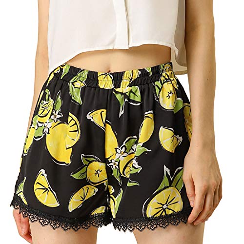 Allegra k women's shorts allover floral printed lace trim hem ela…