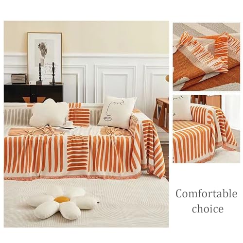 Funda de sofá reversible y duradera en color naranja confeccionada para salones elegantes 4