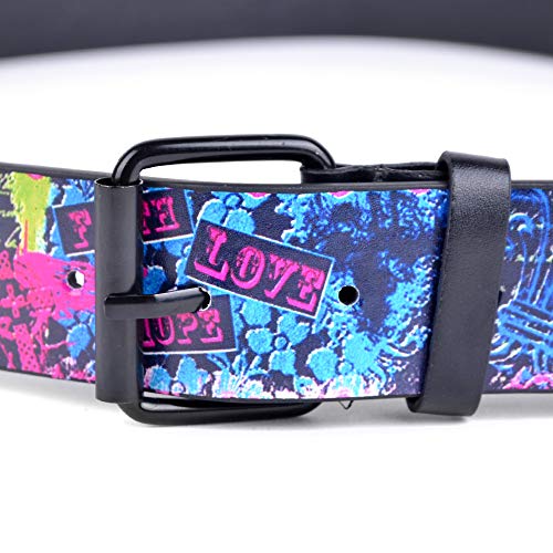 boxed-gifts Men's Graphic Buckle Belts - Black with Printed Graphic Faux Leather Belts for Men3