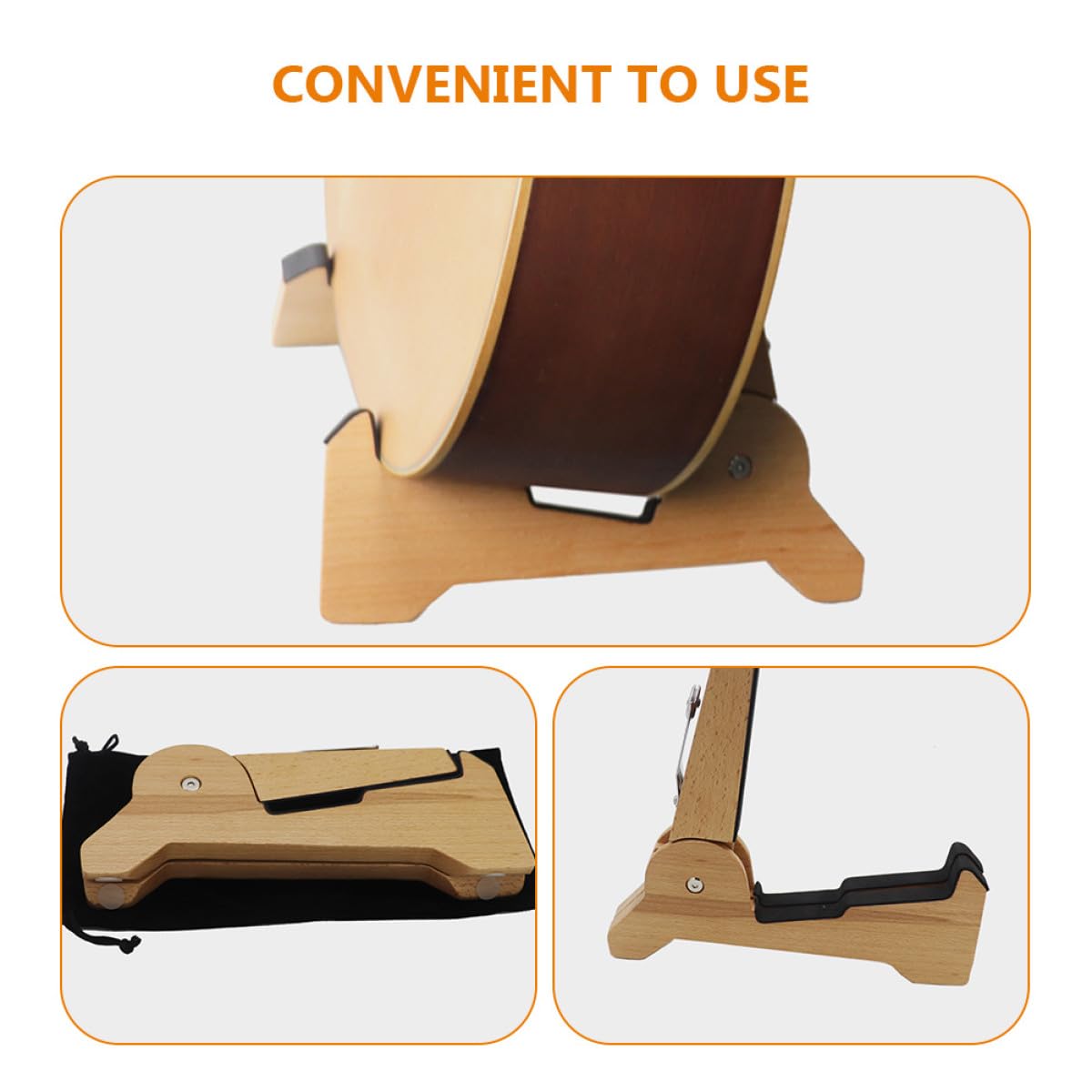 FOMIYES Supporto per Chitarra Elettrica e Basso Pieghevole e Leggero in Legno Cavalletto da Terra per Casa e Negozio di Strumenti Musicali