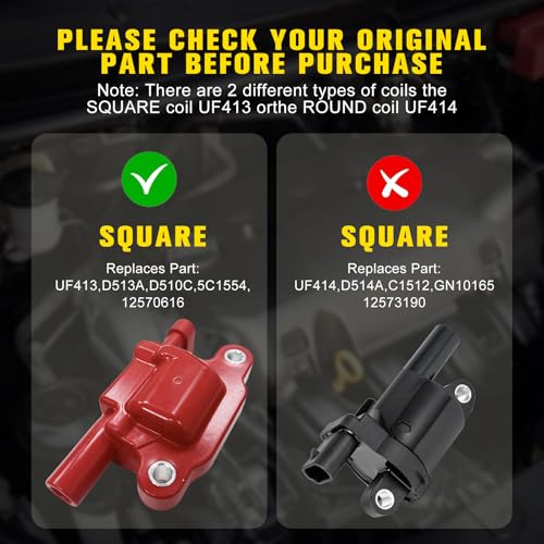 MAKUANG 8-Pack UF413 Ignition Coils with 41-110 Spark Plugs & 9748UU Wires - Fits GM Hummer & Isuzu V8 4.8L/5.3L/6.0L/8.1L Engines (Square Coil Only) - Direct Replacement for GMC Vehicles by MAKUANG - Image 6