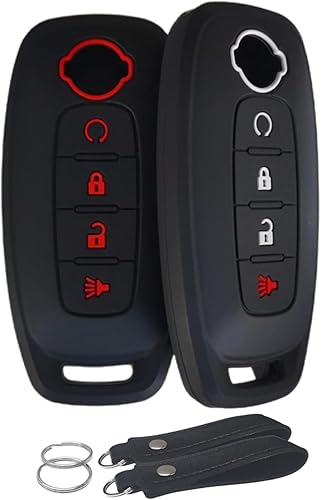 Funda de silicona para llavero con control remoto sin llave, compatible con Nissan Pathfinder Rogue Kicks 2023 2024 – 4 botones de arranque remoto