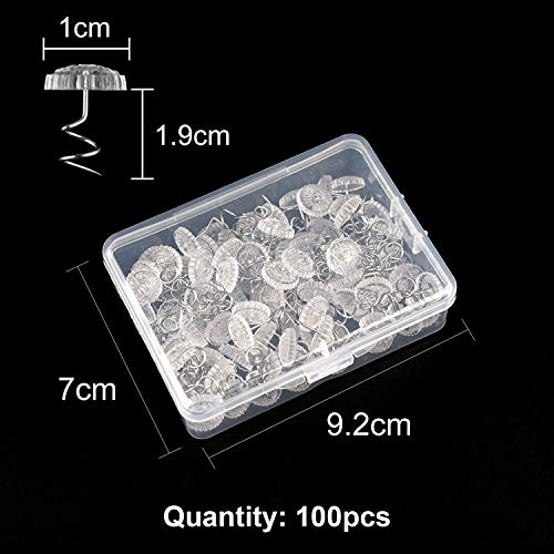 Image of KUUQA 100 Pieces Upholstery Twist Pins Clear Heads Bed Skirt Pins for Slipcovers and Bedskirts (Pack of 3)