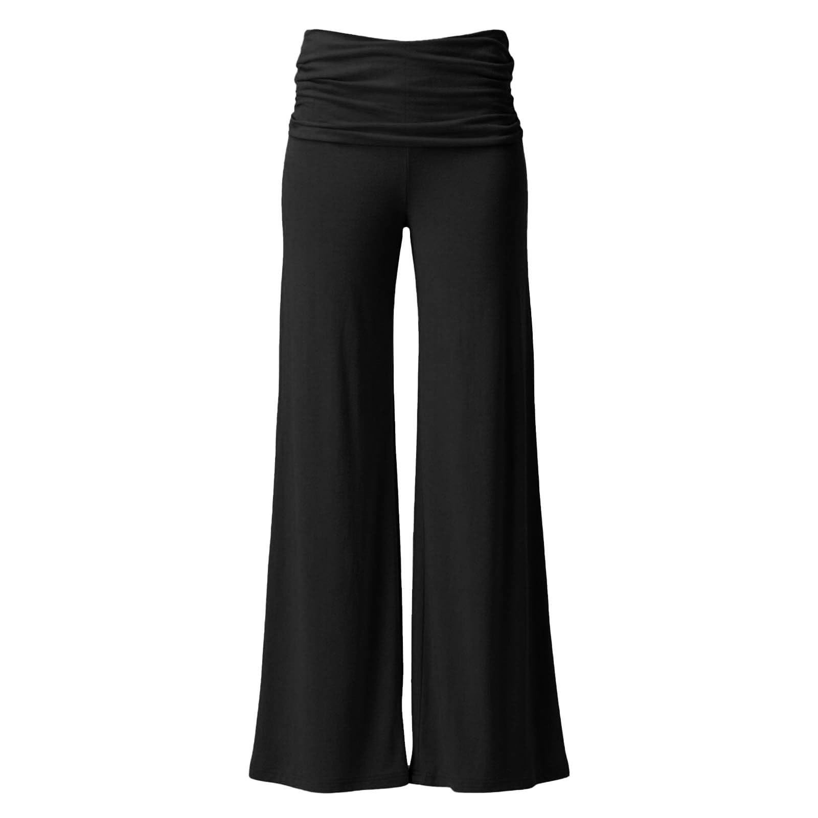 Fold Over Yoga Pants Women Wide Leg Pants Bell Bottoms Y2K Low Rise Bootcut Flare Leggings Foldover Lounge Trousers - 4