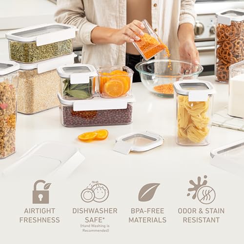 Bentgo Pantry - 22-Piece Airtight Food Storage Containers, Clear and Stackable Kitchen and Pantry Organization Set, Locking Lids for Freshness, Bonus Cereal Lid & Scoop, BPA-Free Plastic (Snow)