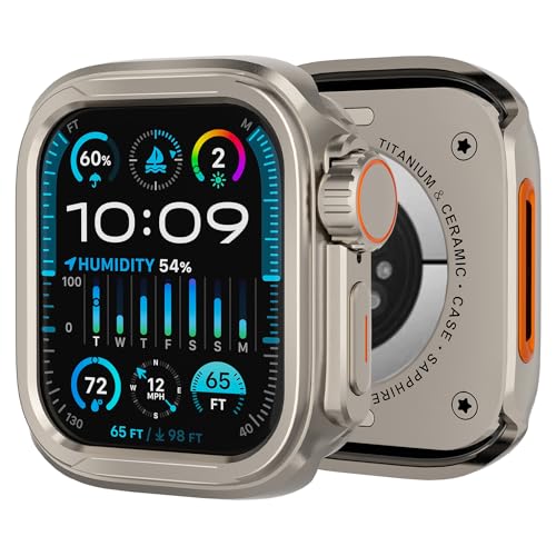 SDOCEBF 2 in 1 Aluminum Alloy Case for Apple Watch Series 11/10 42mm Apple Watch 42mm Metal Case with Back Cover Shockproof Protective Bumper for Gift-Ready Titanium