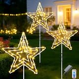 Redefun Zonne-kerstverlichting buiten 3 in 1 kerstster spel lichten, 75 LED zonne-tuin licht met afstandsbediening waterdichte pad licht voor pad gazon tuin kerst decoratie