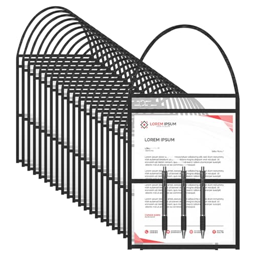 24 Pack Job Ticket Holder with Hanging Strap, 9" x 12" Double-Sided Clear Dry Erase Pocket Sleeves for Work Orders, Reusable Plastic Sleeves for Repair Shop, Inventory & Maintenance