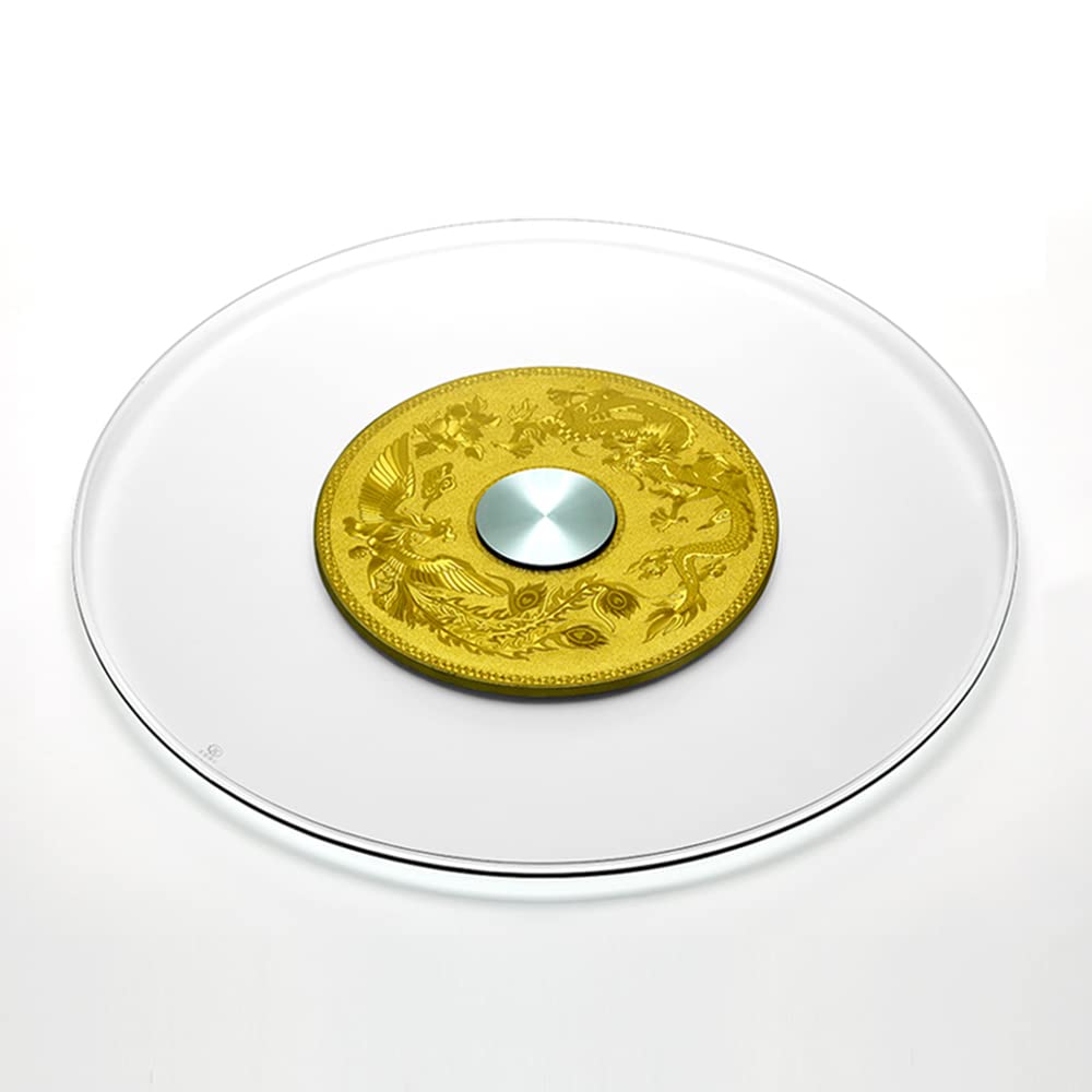 LISSLarge Lazy Susan Rotating Tray Tempered Glass Turntable With Aluminum Base Display Rotating Serving Plate Smooth Swivel Tray 70cm~100cm (28in~40in)