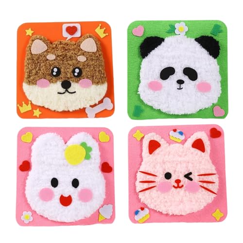 Image of 4Pcs Creative Sewing Kit for Kids, Hand Embroidery Kit for Beginners with Cute Animal Designs, Stitching Kit for Children, Fun DIY Craft Activity for Skill Development (Pink Pink)