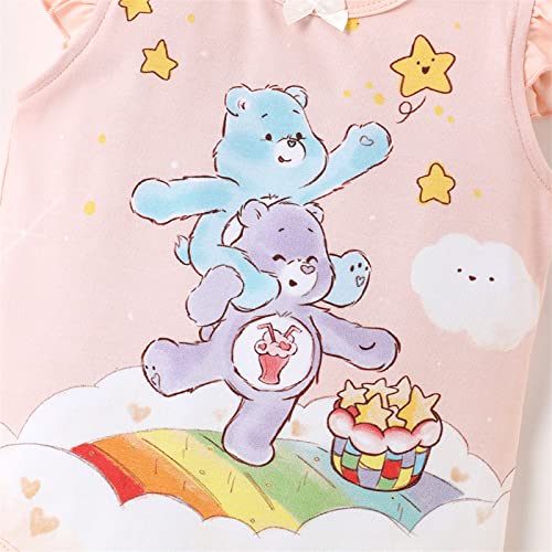 Adoracute By Patpat Care Bears Baby Girl Bodysuit 3-Pack Ruffle Sleeve Clothes Bodysuit Unisex Baby Rompers Set Rainbow 3-6 Months #TOP5