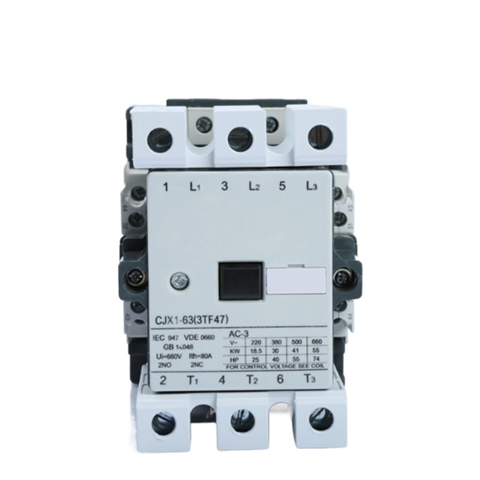 QEFHSVVZE CJX1-63A AC Contactor CJX1-63/22 3TF47 Electric Magnetic Contactor 3Pole Motor Contactores 24V 220V 380V 2NO+2NC(Ac380v)