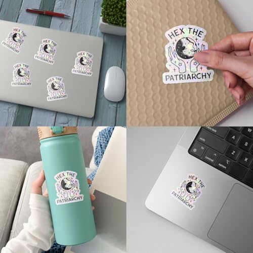 Calcomanías de bruja impermeables y troqueladas para ventanas y termos, 3 piezas 5
