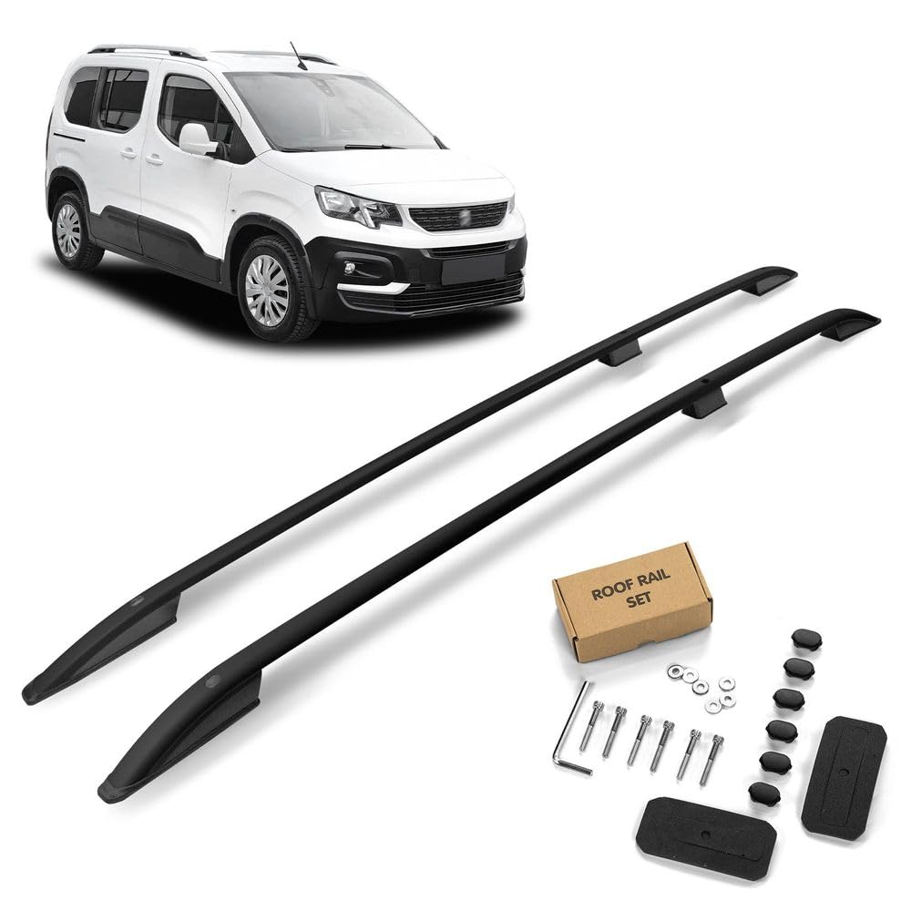 CHROMEMASTER | Barras Portaequipajes, Rieles de Techo Compatible con Peugeot Rifter L2 Largo 2021+; Se Utilizan para el Montaje de Portaequipajes de Techo, Cajas de Techo o Portabicicletas; Aluminio