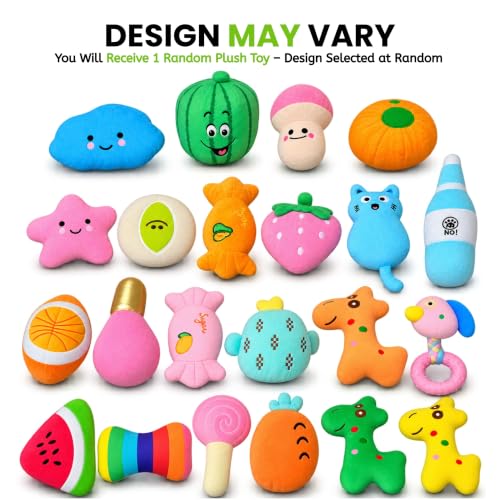 Image of Foodie Puppies Dog Squeaky Plush Toy - Receive 1 Random Plush Toy Only | Design May Vary | Soft & Durable Chew Toy for Puppies & Small Dogs | Playtime & Teething