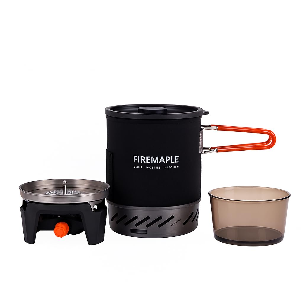 Fire-Maple "X1" Réchaud de Camping Gaz Portable – Brûleur à Jet Compact pour Trekking, Randonnée, Backpacking, Bushcraft, Pêche & Chasse – Équipement de Camping Léger Noir