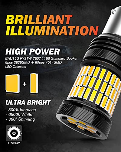 Oushi Bau15S Py21W Led Bulb, Canbus 7507 1156 1156Py Ry10W Led Bulb Super Bright Replacement For Car Back Up Reverse Light Tail Light Daytime Running Light, 6500K Xenon White (Pack Of 2) #TOP1